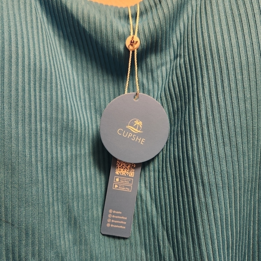 3/$25 Cupshe teal torquise one piece swim XL adjustable scoop neck bathing suit - Picture 3 of 12